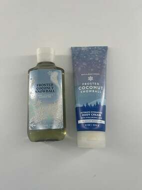 Bath & Body Works Set Lotion Body Wash Frosted Coconut Snowball Body Cream New